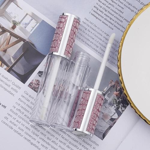6ML Silver Lid Light Purple Pattern Lip Gloss Tube Empty Refillable Bottles Plastic Lip Balm Tube Vials DIY Packaging Container