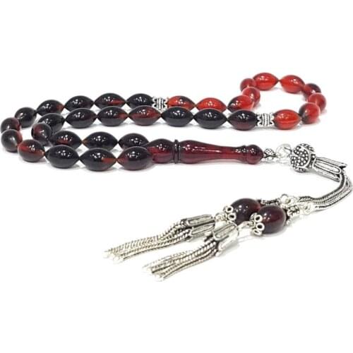 925 Sterling Silver Handmade Rosary with Barley Cut Amber Stone Natural Stone Beads Middle East Prayer Islamic Muslim Tasbih