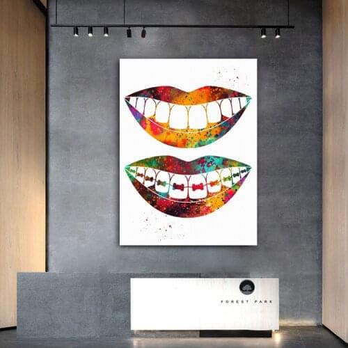Modern Style Abstract Graffiti Teeth Canvas Painting Wall Art Nordic Posters and Prints Wall Pictures for Living Room Decoration