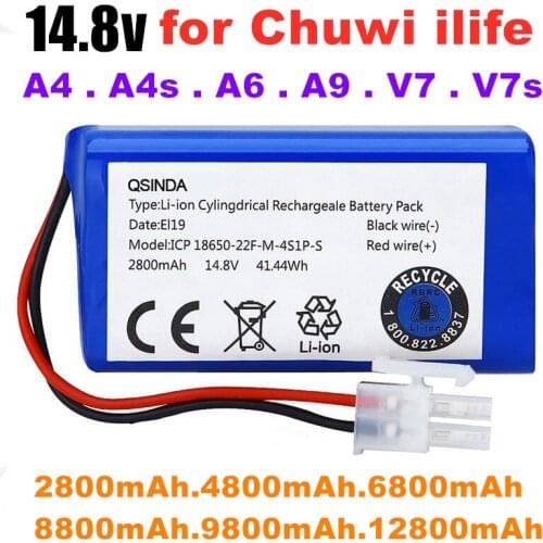 100% original Rechargeable Battery 14.8V 6800mAh robotic vacuum cleaner accessories parts for Chuwi ilife A4 A4s A6 A9,V7,V7s