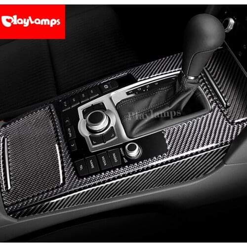 Car Styling Carbon Fiber Central Control Gear Shift Panel Stickers Decals For Audi A6 c5 c6 Car Interior Accessories Moulding