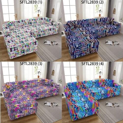 Geometric stripe printing sofa cover corner sofa cover Sofa chaise cover lounge Puff seat Cushion cover Elastic sofa cover Sofa