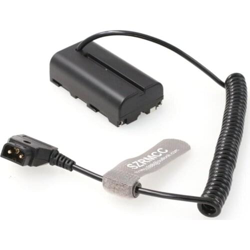 D-tap 2 Pin Male to NP-F970 F550 Dummy Battery Coiled Cable for Atomos Shogun Ninja Inferno SmallHD Monitor