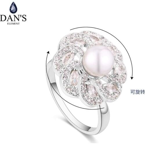 DANS Element Brand Real AAA Zirconia Micro Inlays Rose Gold Color Ring Party For Women Valentine Gift 135460