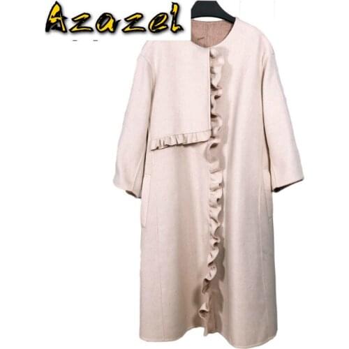 Spring Autumn Wool Coat Women Clothes 2020 Korean Vintage Long Woolen Jacket Loose Ladies Coats Casaco Feminino N8056 ZT2792
