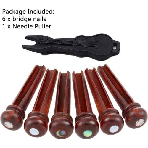 Wood Guitar Bridge Pins Acoustic Guitar Pegs Inlaid 3mm Abalone Dot With Guitar Pins Puller Remover Acoustic Guitar DIY