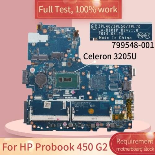 For HP Probook 450 G2 LA-B181P 799548-001 DDR3L Notebook motherboard Mainboard full test 100% work
