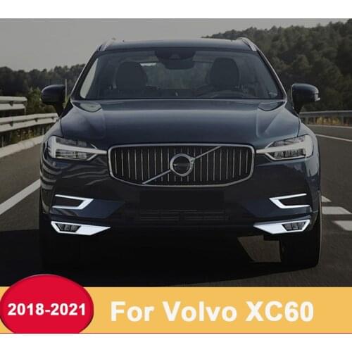 For Volvo XC60 2018 2019 2020 2021 Car Body Detector ABS Chrome Trim Car Front Fog Light Cover Lamp Frame Sticker Accessories