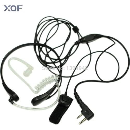 F Plug Throat Mic Microphone Covert Acoustic Tube FBI Earpiece Headset with Finger PTT 2-pin for Icom Maxon Yaesu Vertex Radio