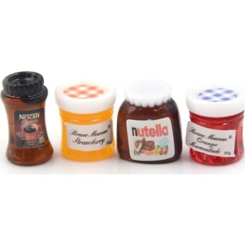 Hot Sale 4pcs/set Dollhouse Miniature 1:12 Kitchen Food Jam Coffee Condiment DIY Decor