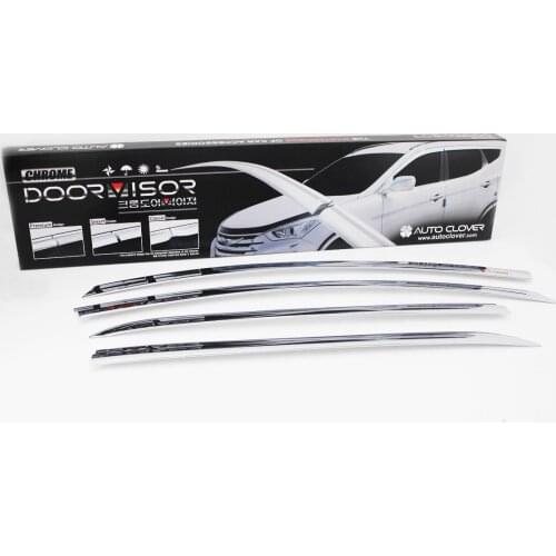 Chrome door visor side window deflector shade sun rain shield silver trips eaves for Hyundai i10 Grand(5DR) 2013