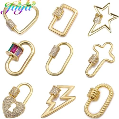 Juya DIY Creative Carabiner Fastener Bolt Hook Screw Lock Clasps Accessories For Needlework Pendant Punk Jewelry Making Supplies