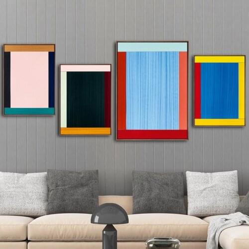Creative Home Decoration Art Printing Canvas Paintings Geometric Pattern Wall Pictures for Living Room Colorful Poster
