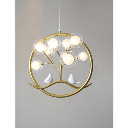 Bird cage ring chandelier Lamp Nordic Design Tree Branch Chandelier Indoor home Kitchen Dining room Restaurant halo chandelier