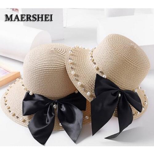 MAERSHEI 2018 new girls straw hat Women summer travel parent-child sunscreen visor beachCap childrens sun hats