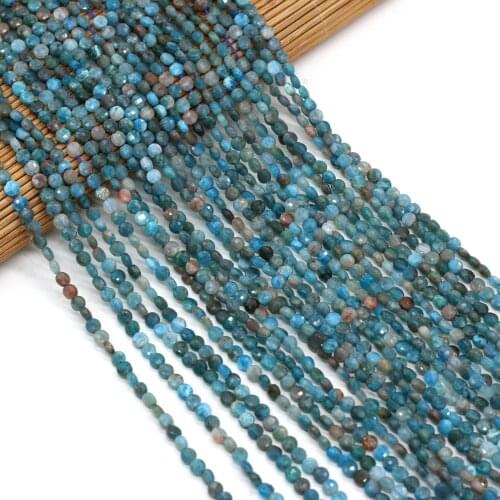 Small Beaded Natural Semi-Precious Stones Oblate Faceted Apatite Beads For Jewelry Making Charm Bracelet Accessories Gift 4mm