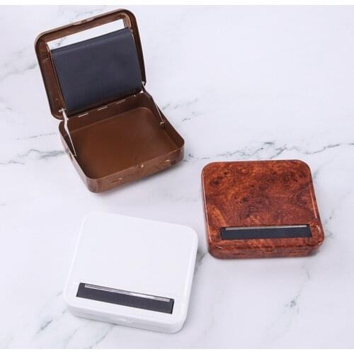 Multi Function Set Tobacco Box 70mm Hand-rolling Cigarette Storage Box Metal container Wood Grain Automatic Cigarette Maker