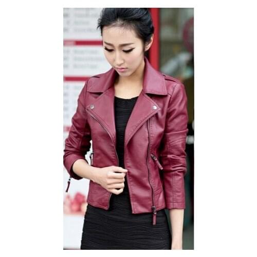 Zoulv Motorcycle Leather Spring Jacket Slim Casual Coat New Autumn Women Leather Jacket Red Black PU Plus Size Fashion Jackets