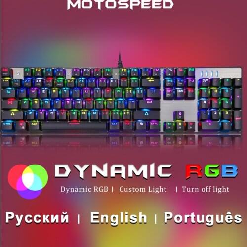 Motospeed CK104 Gaming Mechanical Keyboard USB Wired 104 keys with RGB Backlit Red Blue Switch for PC Computer Gamer