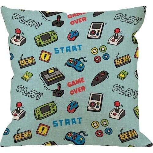 Gamer Pillow Covers,Decorative Throw Pillow Video Game and Game Handle Pattern Pillow cases Outdoor Indoor Square Cushion Cover