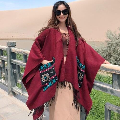 Oversized Warm Scarf Shawl Cashmere Cape Poncho Soft Feeling Losse Pullovers Outdoor Wearing Cloak Thick Scarfs Mujer Coat Shawl