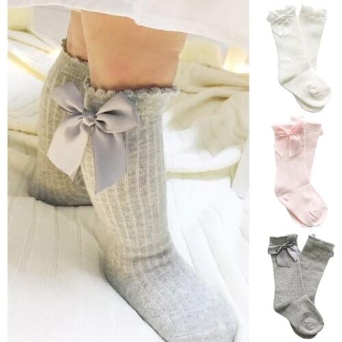 Baby girl socks meias infantil Knee High Bows Princess Socks cute Baby Socks Long Tube Booties Vertical Striped sokken Kids Sock