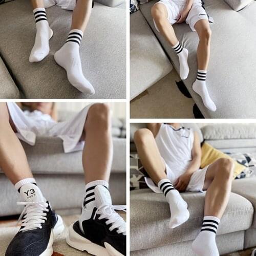 Unisex Rainbow Color Men Socks 100 Cotton Harajuku Colorful Funny Socks Stripes Street Long Socks Men Sport Gift