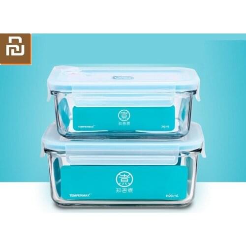 Youpin New Tough glass Crisper Strong seal Home office lunch box Heat resistant Tempering strong and sturdy glass Crisper