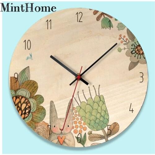 New Wooden Wall Clock Childrens Bedroom Creative Silent Wall Clock House Decoration Living Room Decoration