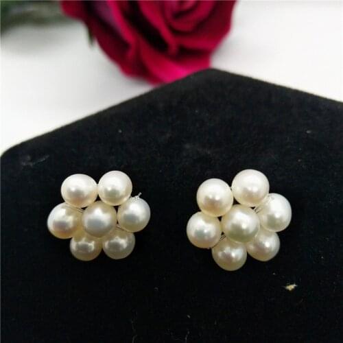 Wholesale 3-4MM MINI Real Freshwater Pearl Earrings Gold Plated Stud Earrings Nice Party Wedding Gift 10 pairs/lot