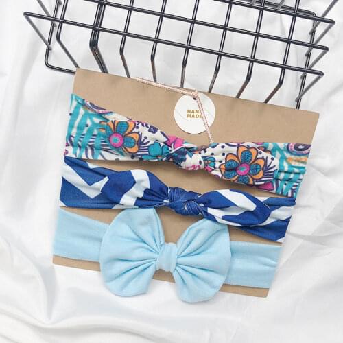 3pcs/lot Turban Bow Elastic Hairband Dotted Stripes Baby Princess Christmas Day Gifts Kids Hair Band Girls Hair Accessories