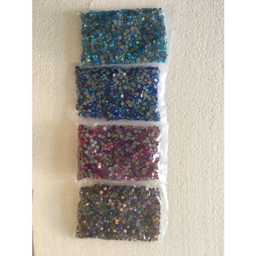 Various AB Color High Quality Hot fix Rhinestones Sapphire AB Siam AB Aquamarine Dark AB Gold AB Iron on Wedding Dress Cloth