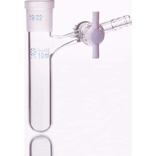Reaction tube with PTFE valve and standard ground mouth,Capacity 10ml and joint 19/22,High borosilicate glass