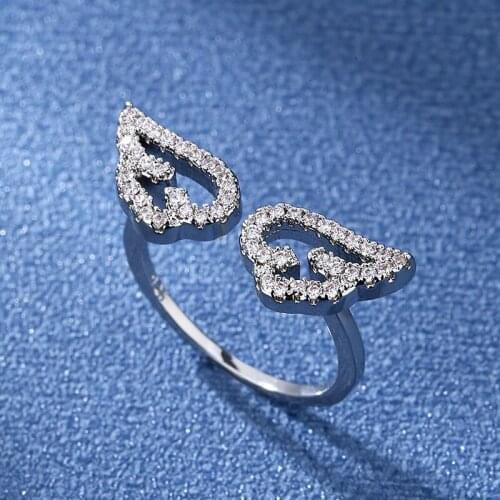 YaYI Jewelry Princess Cut White 100% Zircon Silver Color Engagement Bright Wedding Heart Adjustable Lovers Party Rings Gifts