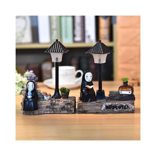 No Face Man LED Night Light Toy Studio Ghibli Spirited Away Figure Toy Anime Totoro Faceless Man PVC Model Toy Kid Birthday Gift