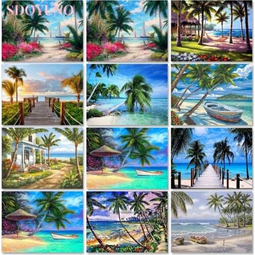 SDOYUNO Frame Picture Painting By Numbers For Adults Diy Gift Landscape Modern Drawing Coloring By Numbers Wall Art work