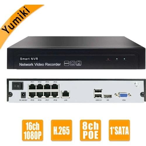 16CH 1080P 8ch-POE 1 SATA NVR H.265+/H.265/H.264 CCTV 1080P DVR Network Video Recorder Onvif 2.6 IP Camera P2P Cloud AEeye2.0