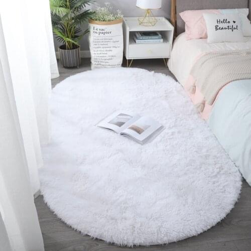 Thick Oval Carpet Bedroom Bedside Rug Living Room Carpet Modern Plush Shaggy Area Rug Home Decor Carpet Fluffy Carpet for Room