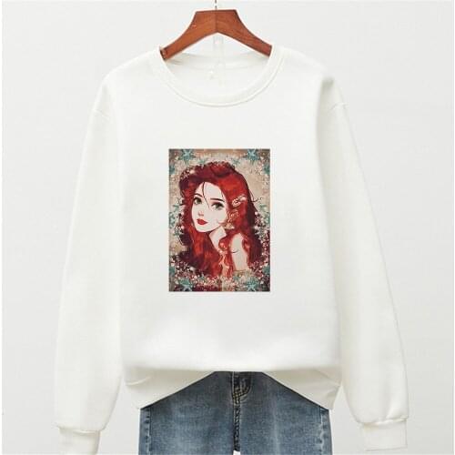 Disney Sweatshirt Oversized Streetwear Kawaii Print Beautiful Princess Hoodies Pullovers Harajuku Girls Top Dropship Shirts