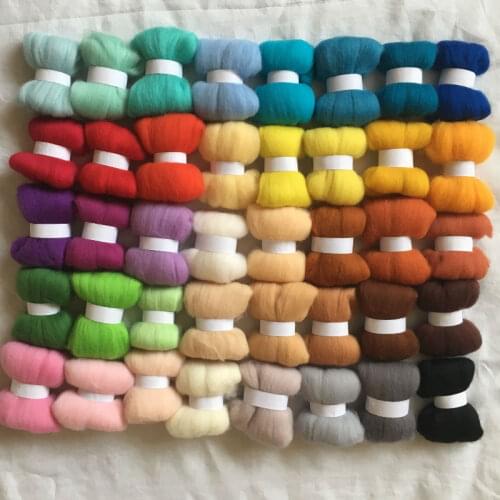 WFPFBEC 40colors 70S wool felt needle felting 5g/10g/20g/50g/100g/color merino wool roving wool felt fabric