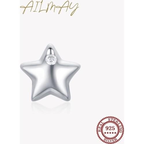Ailmay 925 Sterling Silver Simple Little Stars Zircon Stud Earrings For Women Minimalist Fine Jewelry 2021 New Style