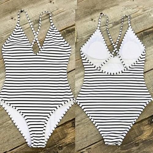 Womens Swimwear Striped Push Up Padded Bikini Bathing Suit One-Piece Sexy Bodycon 2019 New Swimsuit Brazilian Beachwear