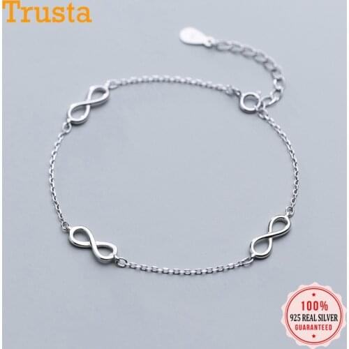 Trustdavis Genuine 925 Sterling Silver Minimalist Infinite Fashion Bracelet Anklets For Women Girls Wedding Jewelry Gift DS2262