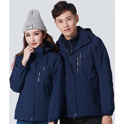 2019 Winter Outdoor Mens Raincoat Three-in-One Mens And Womens COUPLES Mountaineering Riding Trench Coat MenS
