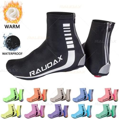 Raudax Winter Cycle Waterproof MTB Cycling Shoes Cover Warm Fleece Men Sport Sneaker Racing Bike Cycling Non-slip Shoes Covers