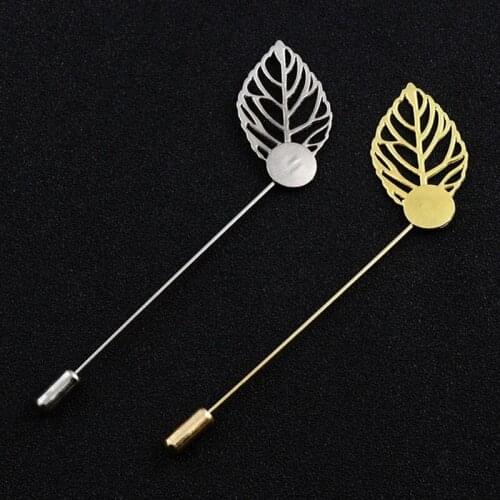 100Piececs/Lot Gold/Silver Metal Safety Pins DIY Brooch 8.5CM Length Leaf Pin Handmade Wedding Boutonniere Material Accessories