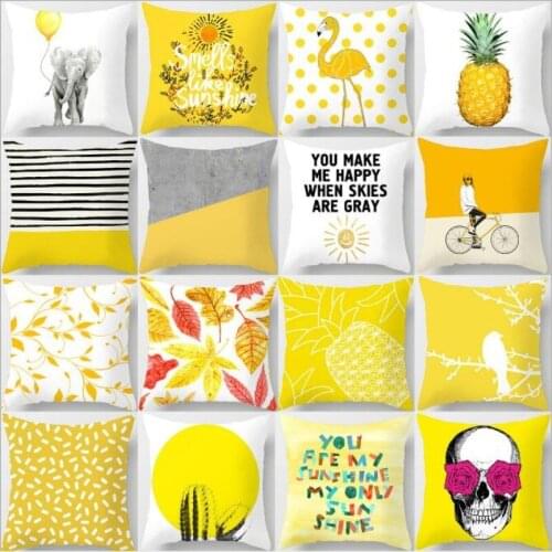 1PCS Cartoon Yellow Series Cushion Cover Square Polyester Throw Pillowcases Nordic Car Sofa Office Home Decorative Pillow Case