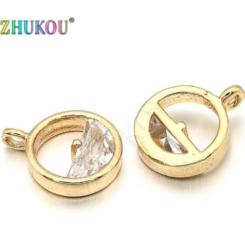 10mm Brass Cubic Zirconia Charms Pendants DIY Jewelry Bracelet Necklace Making, Hole: 1.2mm, Model: VD273