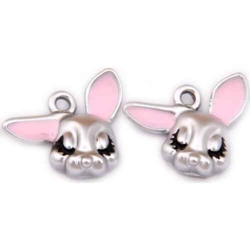 Kawaii Animal Deer Shape Alloy Charms 10pcs 18*18MM Kawaii Enamel Metal Bracelet Necklace Keyring Earring Ornament Pendants