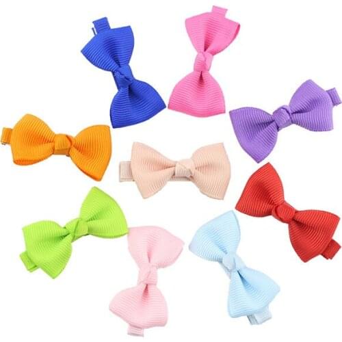 10Pcs New Baby Flower Bows headband Fashion Candy Barrettes Kids Bowknots Solid Ribbon Hair Clip Bows Girls Women Hairpins